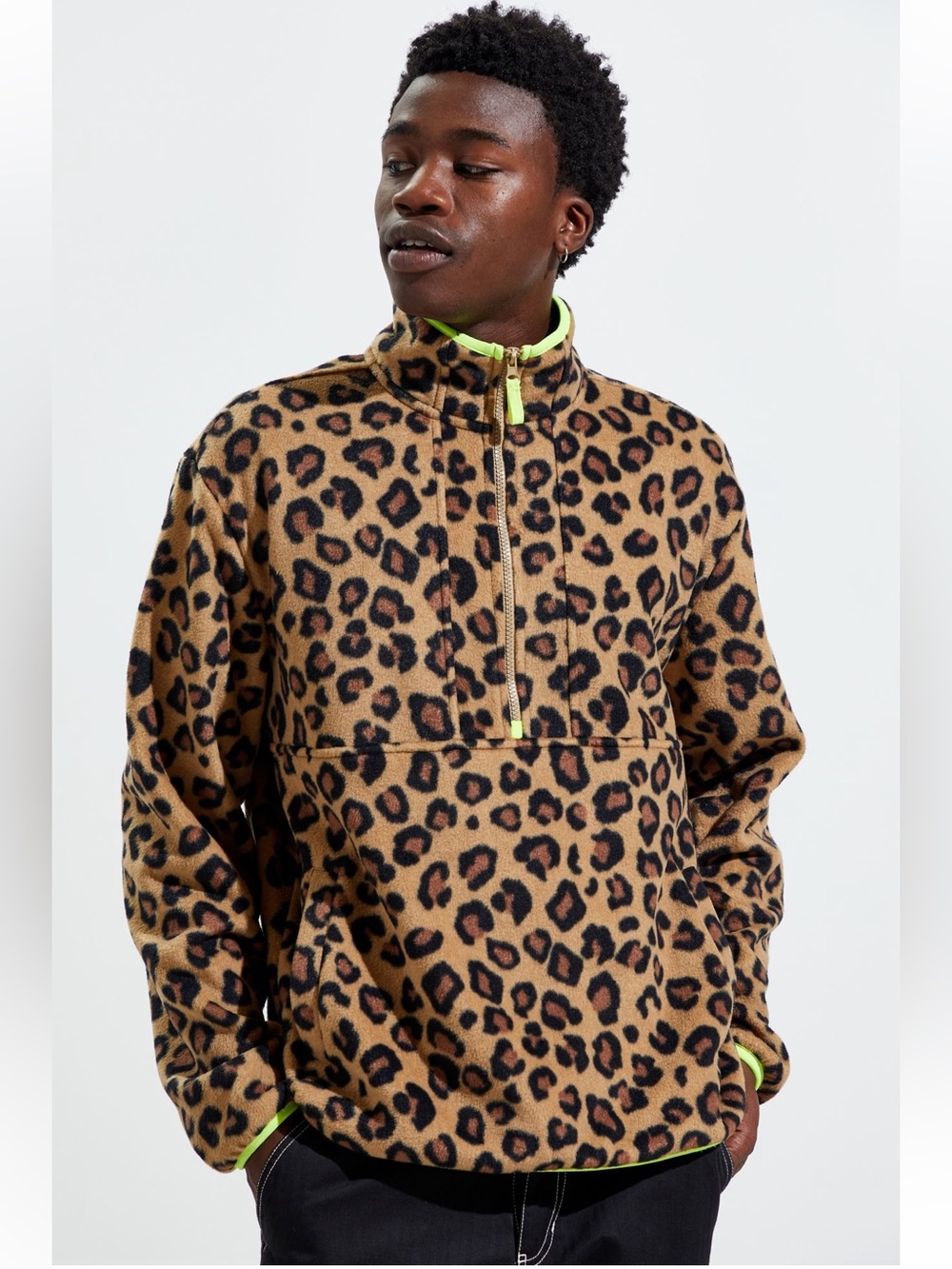 Urban Outfitters Polar Fleece Half Zip Animal Print